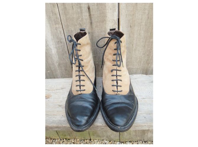 botas Prada p vintage 36 Negro Beige - vista 4