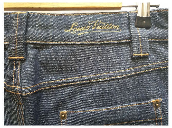 Raw jeans Louis VUITTON - talla 40 - pantalones de mezclilla Azul marino - vista 6