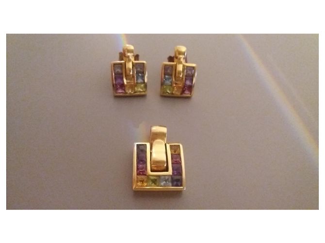 Guy Laroche Ring aus 18 Karat Gelbgold mit Amethyst Peridot Citrin und Topas - Ansicht 2