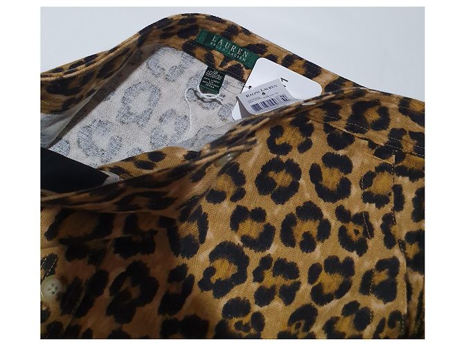 Falda Ralph Lauren con Estampado de Leopardo de Algodón y Lino Multicolor - vista 5