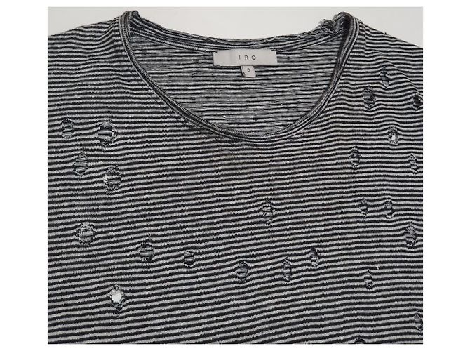 Camiseta Iro Gabry de lino negro y blanco - vista 2