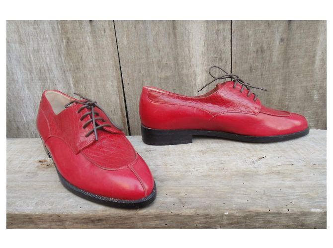 Robert Clergerie derby vintage p 37 Nuova Condizione Rosso - vista 5