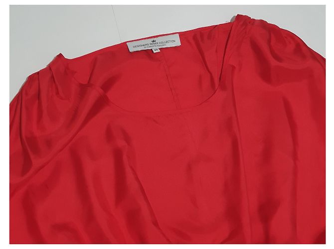 Top de seda rojo Designers Remix Roja - vista 2