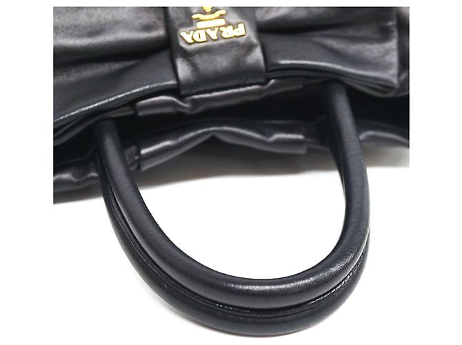 Borsa a mano Fiocco in pelle nera Prada - vista 11