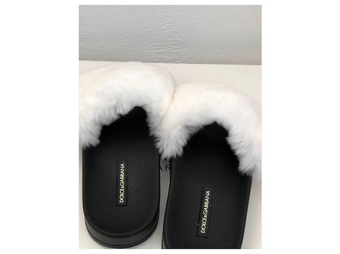 Dolce & Gabbana Pelz-Slides Weiß - Ansicht 5