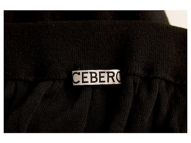 Iceberg Black Linen One Shoulder Drapierte knielange Midikleidgröße 42 / S Schwarz - Ansicht 3