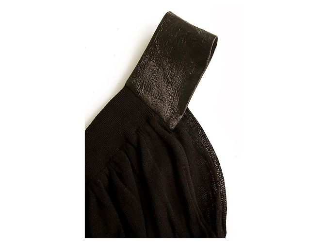 Iceberg Black Linen One Shoulder Drapierte knielange Midikleidgröße 42 / S Schwarz - Ansicht 5