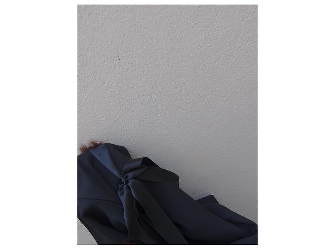 Vestido Blumarine de seda preto com bordado de pérolas e pele de coelho - vista 16