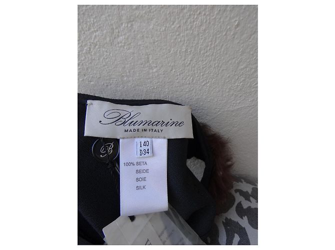 Vestido Blumarine de seda preto com bordado de pérolas e pele de coelho - vista 9
