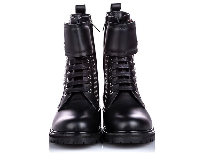 Salvatore Ferragamo Ferragamo Gancini Schnürstiefelette aus schwarzem Kalbsleder - Ansicht 3
