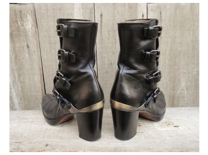 Botas Sartore de piel negras 40 Negro - vista 3