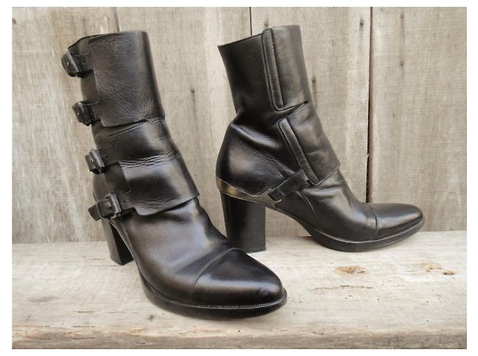 Botas Sartore de piel negras 40 Negro - vista 6