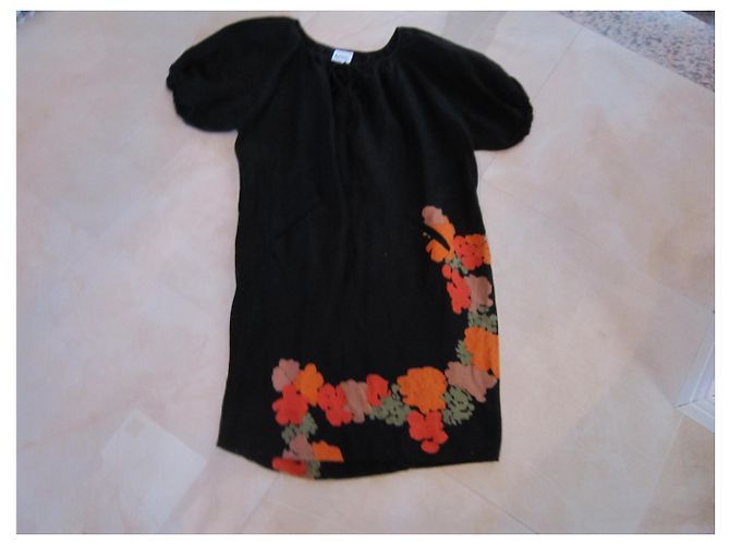 Abito Angelo Tarlazzi in lino nero multicolore - vista 2