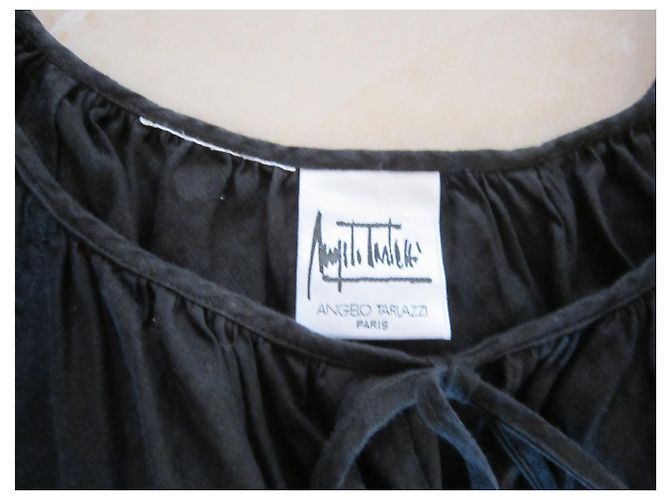 Abito Angelo Tarlazzi in lino nero multicolore - vista 4