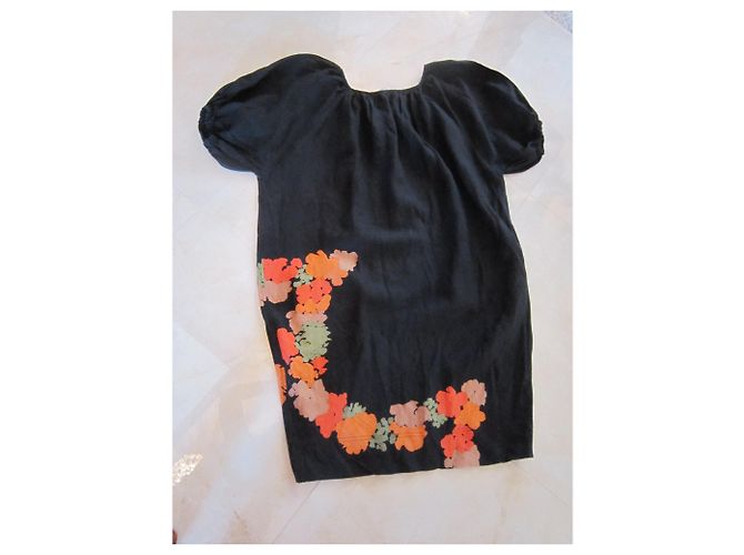 Abito Angelo Tarlazzi in lino nero multicolore - vista 6