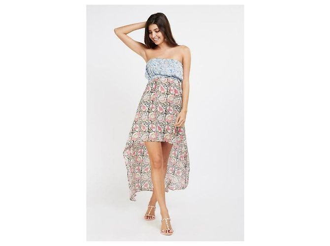 Autre Marque Bandeau Kleid mit Blumenmuster Viscose Mehrfarben - Ansicht 2