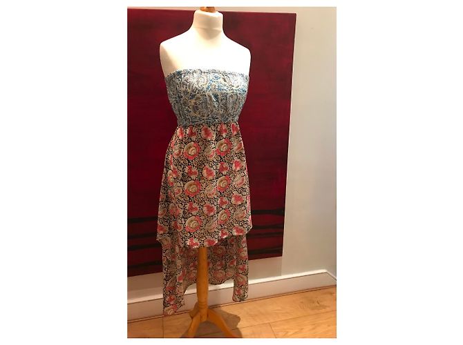 Autre Marque Vestido bandeau floral assimétrico de viscose Multicor - vista 3