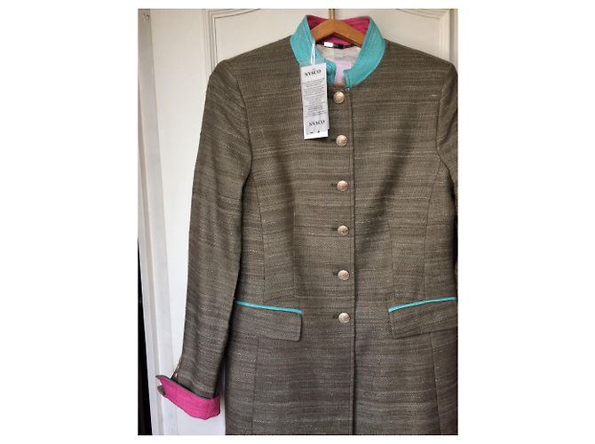 Autre Marque Abrigo estilo redingote de seda gris nvsco - vista 2