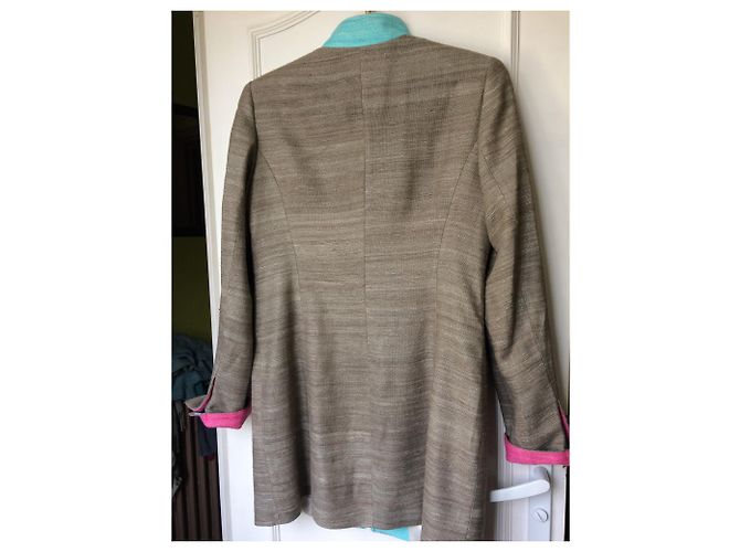 Autre Marque Abrigo estilo redingote de seda gris nvsco - vista 3