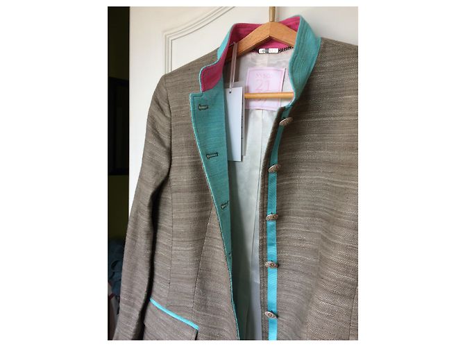Autre Marque Abrigo estilo redingote de seda gris nvsco - vista 4