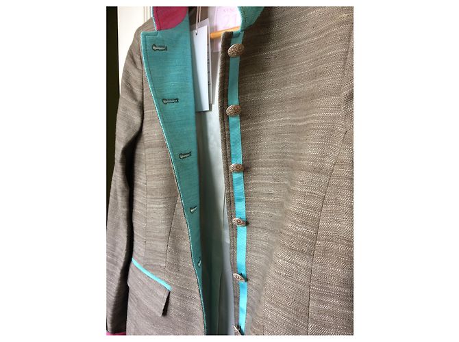 Autre Marque Abrigo estilo redingote de seda gris nvsco - vista 5