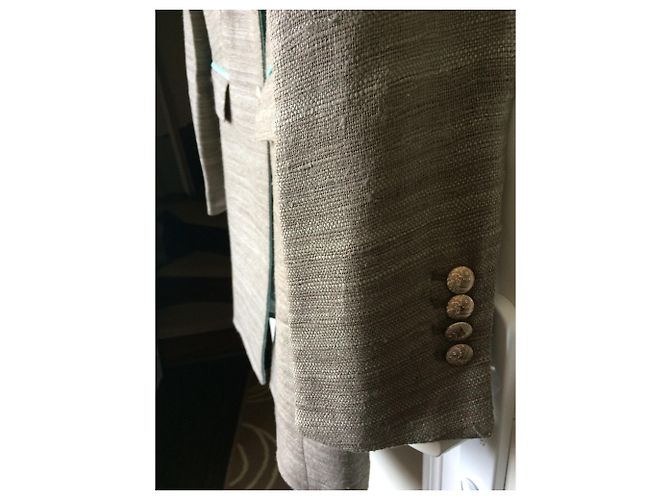 Autre Marque Abrigo estilo redingote de seda gris nvsco - vista 6