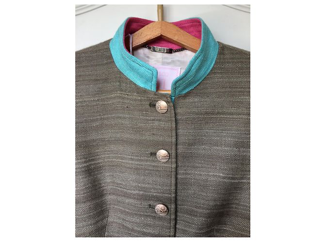Autre Marque Abrigo estilo redingote de seda gris nvsco - vista 7