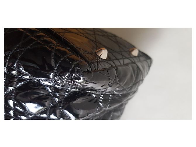 Borsa tote Dior in vernice nera Nero - vista 4