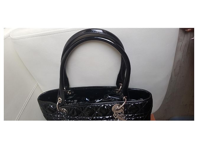 Borsa tote Dior in vernice nera Nero - vista 5