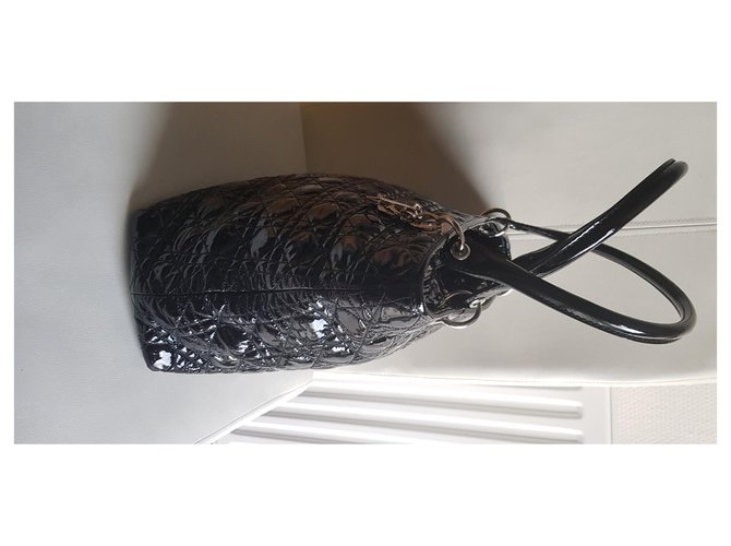 Borsa tote Dior in vernice nera Nero - vista 6
