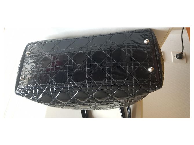 Borsa tote Dior in vernice nera Nero - vista 7