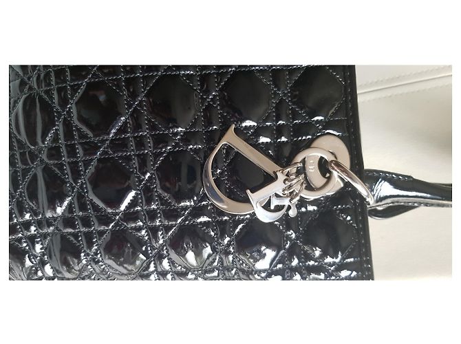 Borsa tote Dior in vernice nera Nero - vista 9