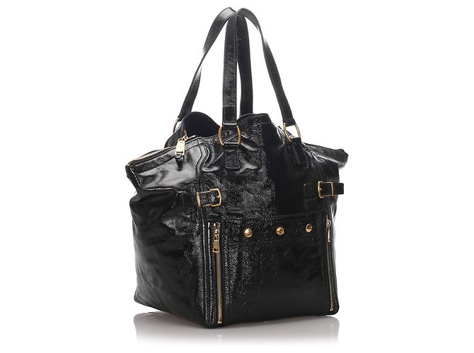 Yves Saint Laurent Borsa tote Downtown YSL in vernice nera - vista 2