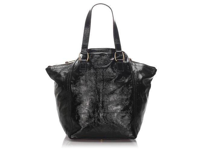 Yves Saint Laurent Borsa tote Downtown YSL in vernice nera - vista 3
