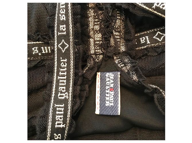 Jean Paul Gaultier Black Nylon Top with Silver Script - view 3