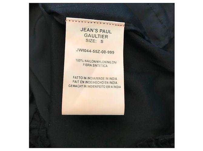 Jean Paul Gaultier Black Nylon Top with Silver Script - view 4