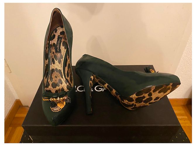 Dolce & Gabbana Pumps Leder Dunkelgrün - Ansicht 2
