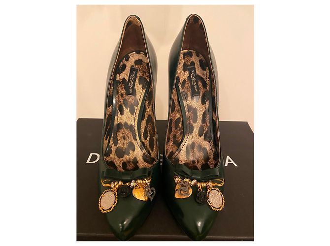 Dolce & Gabbana Pumps Leder Dunkelgrün - Ansicht 3