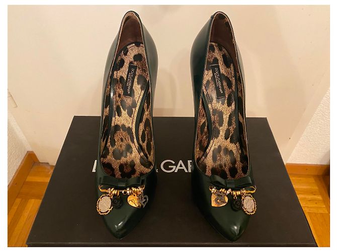 Dolce & Gabbana Pumps Leder Dunkelgrün - Ansicht 4