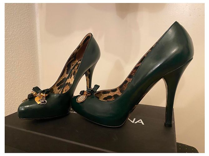 Dolce & Gabbana Pumps Leder Dunkelgrün - Ansicht 5
