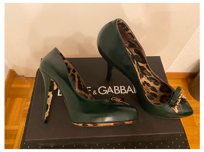 Dolce & Gabbana Pumps Leder Dunkelgrün - Ansicht 6