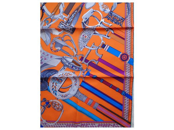 Sciarpa di seta Hermès Concours d’Etriers 90 Arancione - vista 5