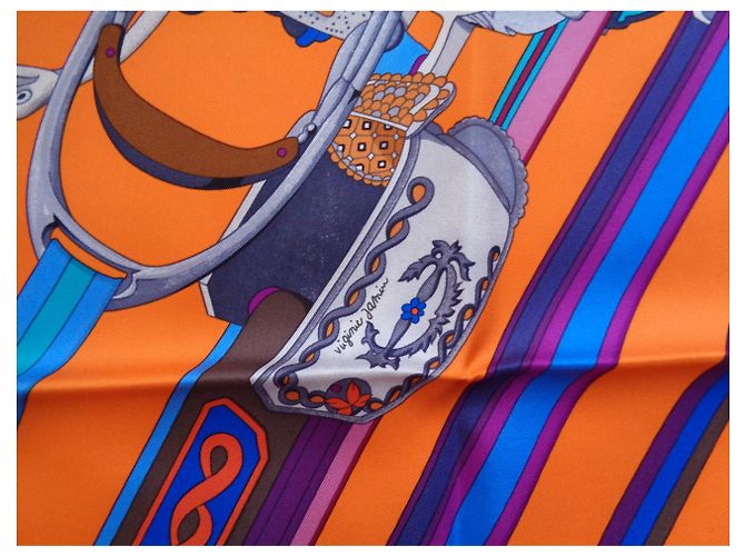 Sciarpa di seta Hermès Concours d’Etriers 90 Arancione - vista 6