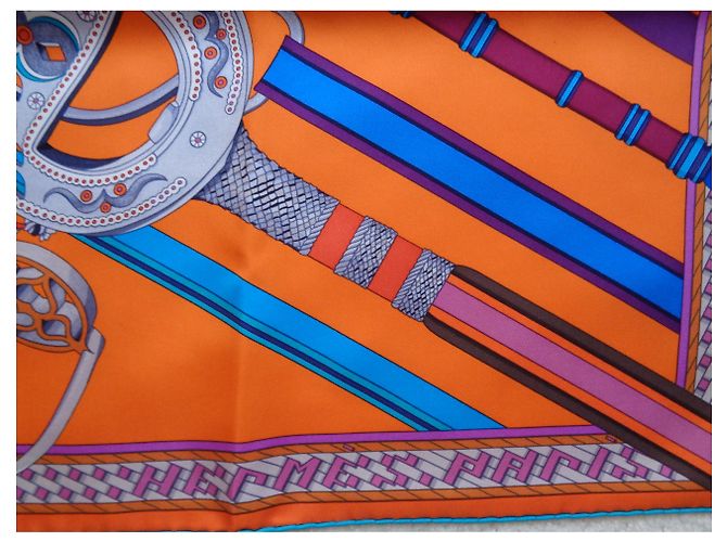 Sciarpa di seta Hermès Concours d’Etriers 90 Arancione - vista 7