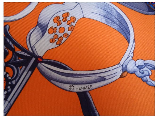 Sciarpa di seta Hermès Concours d’Etriers 90 Arancione - vista 8