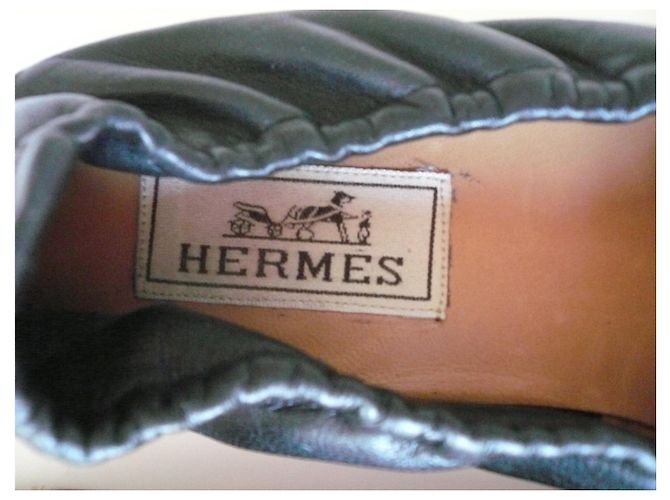 Hermès Espadrillas HERMES in pelle nera T41 Nero - vista 4