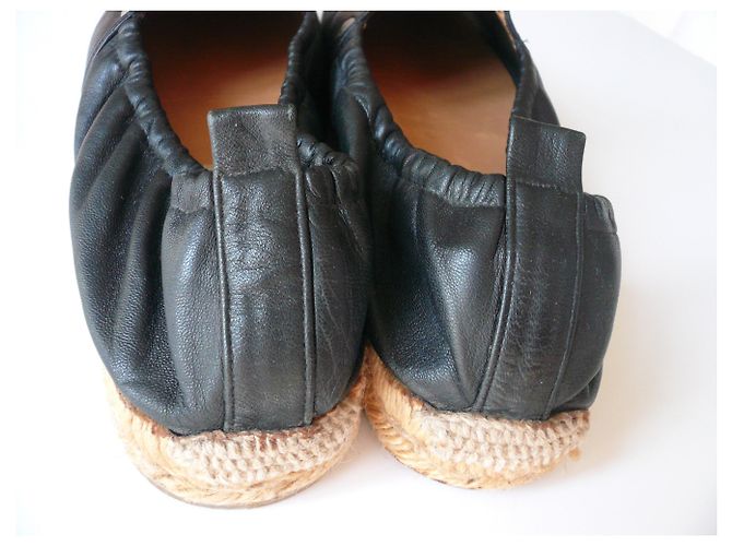 Hermès Espadrillas HERMES in pelle nera T41 Nero - vista 6