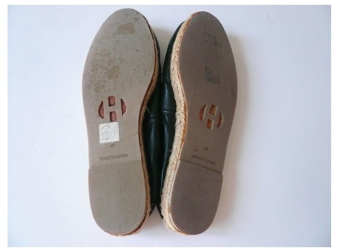 Hermès Espadrillas HERMES in pelle nera T41 Nero - vista 7