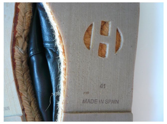 Hermès Espadrillas HERMES in pelle nera T41 Nero - vista 8