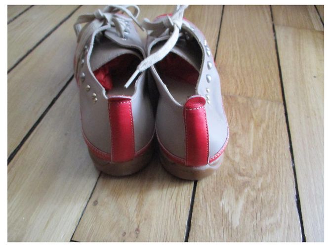 Autre Marque Zweifarbige Lederturnschuhe, Taupe - Ansicht 4
